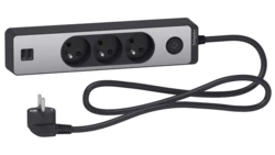 Odace Przedłużacz 3 gniazdowy z łącznikiem 2x USB, 1,5m antracyt+szczotkowane aluminium ST933U1BA