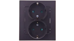 SONATA Gniazdo podwójne z/u Schuko z przesłonami czekoladowy metalik GP-2RSP/40