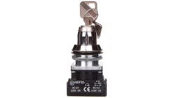 Przełącznik 2 położeniowy niestabilny klucz 30mm srebro 1Z 1R z samopowrotem NEF30TZbM W0-NEF30-TZBM XY