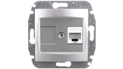 CARLA Gniazdo komputerowe pojedyncze RJ45 cat 5e srebrne 1748-16