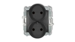 MINI Gniazdo podwójne b/u z przesłonami grafitowy 11MGPR-2p