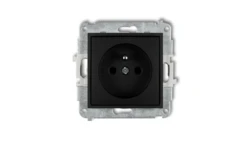 MINI Gniazdo pojedyncze z/u z przesłonami czarny mat 12MGP-1zp