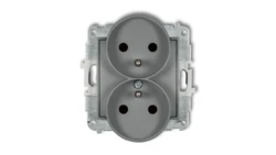 MINI Gniazdo podwójne z/u z przesłonami szary mat 27MGPR-2zp