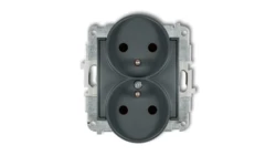 MINI Gniazdo podwójne z/u z przesłonami grafitowy mat 28MGPR-2zp