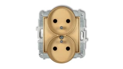 MINI Gniazdo podwójne z/u z przesłonami złoty 29MGPR-2zp