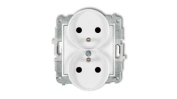 MINI Gniazdo podwójne z/u z przesłonami białe MGPR-2zp