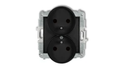 MINI Gniazdo podwójne z/u z przesłonami czarny mat 12MGPR-2zp