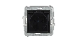 MINI Gniazdo bryzgoszczelne z/u IP44 z przesłonami klapka dymna czarny mat 12MGPB-1zdp