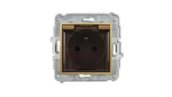 MINI Gniazdo bryzgoszczelne z/u IP44 z przesłonami klapka dymna złote 29MGPB-1zdp