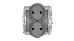 MINI Gniazdo podwójne b/u z przesłonami szary mat 27MGPR-2p