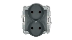 MINI Gniazdo podwójne b/u z przesłonami grafitowy mat 28MGPR-2p