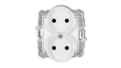 MINI Gniazdo podwójne b/u z przesłonami biały MGPR-2p