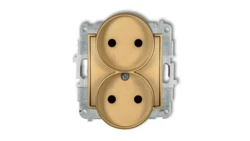 MINI Gniazdo podwójne b/u z przesłonami złote 29MGPR-2p