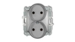 MINI Gniazdo podwójne b/u srebrny metalik 7MGPR-2