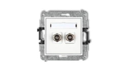 MINI Gniazdo antenowe podwójne typu F (SAT) niklowany biały MGF-2