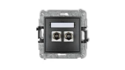 MINI Gniazdo antenowe podwójne typu F (SAT) niklowany grafitowy 11MGF-2