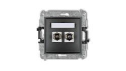 MINI Gniazdo antenowe podwójne typu F (SAT) pozłacany grafitowy 11MGF-2.1