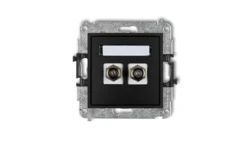 MINI Gniazdo antenowe podwójne typu F (SAT) niklowany czarny mat 12MGF-2