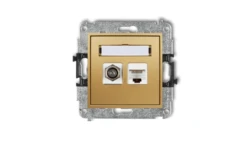 MINI Gniazdo antenowe typu F (SAT) + gniazda komputerowe 1xRJ45 kat. 5e złoty 29MGFK-1