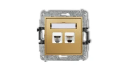 MINI Gniazdo telefoniczne RJ11 + gniazdo komputerowe RJ45 kat. 5e 8-stykowy beznarzędziowy złoty 29MGTK