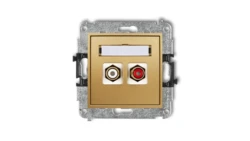 MINI Gniazdo podwójne RCA (typu cinch - biały i czerwony pozłacany) złoty 29MGRCA-2