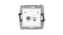 MINI Gniazdo antenowe typu F (SAT) + gniazda komputerowe 1xRJ45 kat. 5e biały MGFK-1