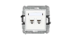 MINI Gniazdo telefoniczne podwójne 2xRJ11 4-stykowy beznarzędziowe biały MGT-2