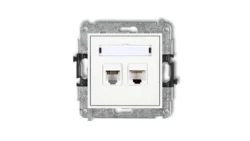 MINI Gniazdo telefoniczne RJ11 + gniazdo komputerowe RJ45 kat. 5e 8-stykowy beznarzędziowy białe MGTK