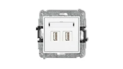 MINI Gniazdo podwójne 2xUSB-AA 2.0 białe MGUSB-2