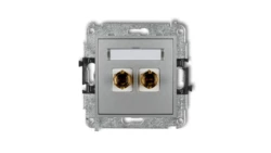 MINI Gniazdo głośnikowe pojedyncze (typu banan - czerwony i czarny pozłacany 4 mm2 do lutowania) srebrny metalik 7MGG-3