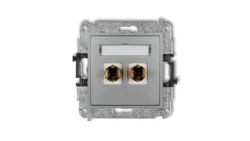 MINI Gniazdo głośnikowe pojedyncze (typu banan - czerwony i czarny pozłacany 4 mm2 skręcany) srebrny metalik 7MGG-4