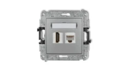 MINI Gniazdo pojedynczego HDMI + gniazdo komputerowe 1xRJ45 kat.5e 8-stykowy srebrny metalik 7MGHK