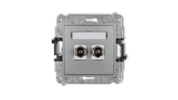 MINI Gniazdo antenowe podwójne typu F (SAT) niklowany srebrny metalik 7MGF-2