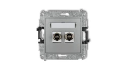 MINI Gniazdo antenowe podwójne typu F (SAT) pozłacany srebrny metalik 7MGF-2.1