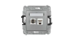 MINI Gniazdo antenowe typu F (SAT) + gniazda komputerowe 1xRJ45 kat. 5e srebrny metalik 7MGFK-1