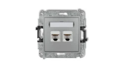 MINI Gniazdo telefoniczne podwójne 2xRJ11 4-stykowy beznarzędziowe srebrny metalik 7MGT-2