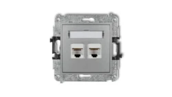 MINI Gniazda komputerowe podwójne 2xRJ45, kat. 5e, 8-stykowy srebrny metalik 7MGK-2