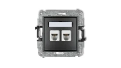 MINI Gniazdo telefoniczne podwójne 2xRJ11 4-stykowy beznarzędziowe grafitowy 11MGT-2
