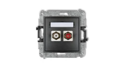 MINI Gniazdo podwójne RCA (typu cinch - biały i czerwony pozłacany) grafitowy 11MGRCA-2