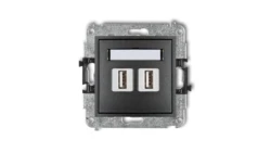MINI Gniazdo podwójne 2xUSB-AA 2.0 grafitowy 11MGUSB-2
