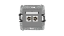 MINI Gniazdo antenowe podwójne typu F (SAT) pozłacany szary mat 27MGF-2.1