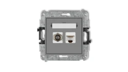 MINI Gniazdo antenowe typu F (SAT) + gniazda komputerowe 1xRJ45 kat. 5e szary mat 27MGFK-1