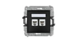 MINI Gniazdo telefoniczne podwójne 2xRJ11 4-stykowy beznarzędziowe czarny mat 12MGT-2