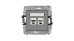MINI Gniazdo telefoniczne RJ11 + gniazdo komputerowe RJ45 kat. 5e 8-stykowy beznarzędziowy szary mat 27MGTK