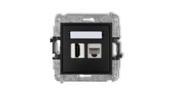 MINI Gniazdo pojedynczego HDMI + gniazdo komputerowe 1xRJ45 kat.5e 8-stykowy czarny mat 12MGHK