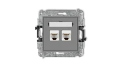 MINI Gniazdo komputerowe podwójne 2xRJ45 kat. 6 ekranowane 8-stykowy szary mat 27MGK-6