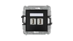 MINI Gniazdo podwójne 2xUSB-AA 2.0 czarny mat 12MGUSB-2