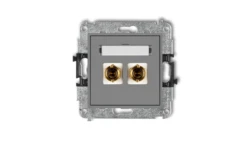 MINI Gniazdo głośnikowe pojedyncze (typu banan - czerwony i czarny pozłacany 4 mm2 skręcany) szary mat 27MGG-4