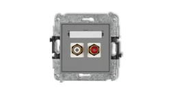 MINI Gniazdo podwójne RCA (typu cinch - biały i czerwony pozłacany) szary mat 27MGRCA-2