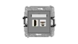 MINI Gniazdo pojedynczego HDMI + gniazdo komputerowe 1xRJ45 kat.5e 8-stykowy szary mat 27MGHK